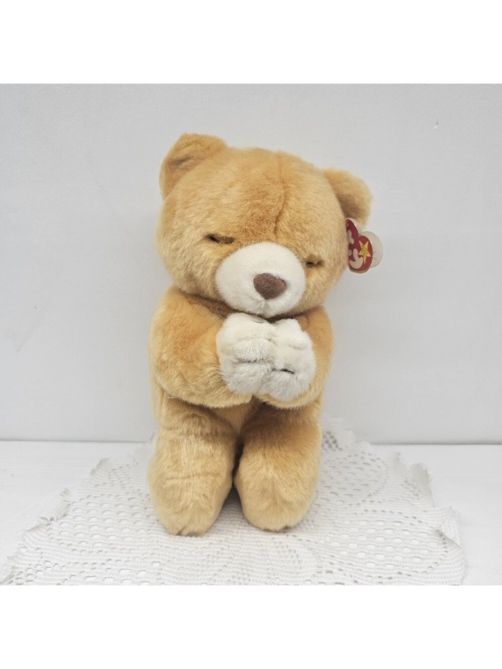 Ty Beanie Buddy Tan Hope the Praying Bear 10" Tall Very Soft W/Tag